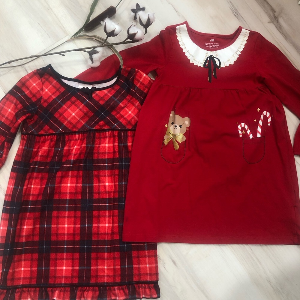 Red Plaid and Solid Red Kids Pajamas